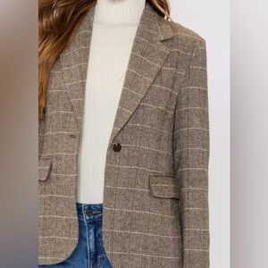 SHEIN Women's Brown Plaid Blazer